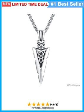 925 Sterling Silver Celtic Arrowhead Pendant Necklace Viking Gift